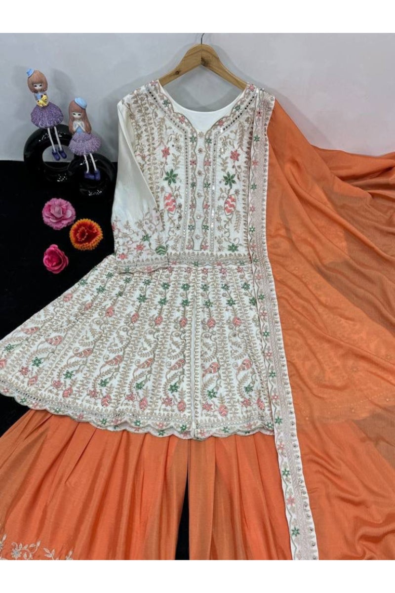 Chinon Silk Kameez Salwar With Dupatta - HRT4724 - Image 3